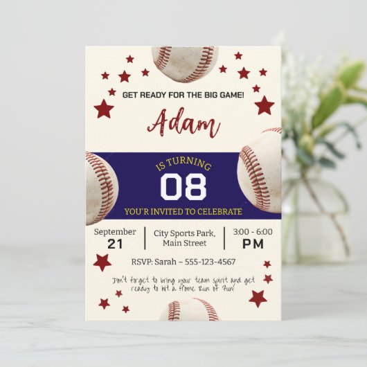 Vintag Baseball Geburtstagsfeier Einladung (Stehend Vorderseite)