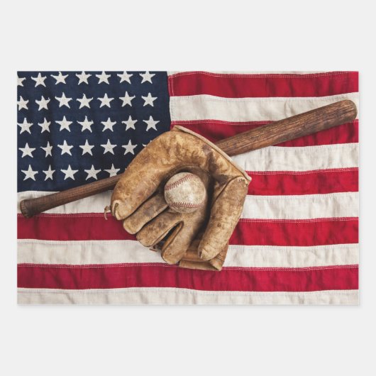 Vintag Baseball Geschenkpapier Set (Vorderseite 2)