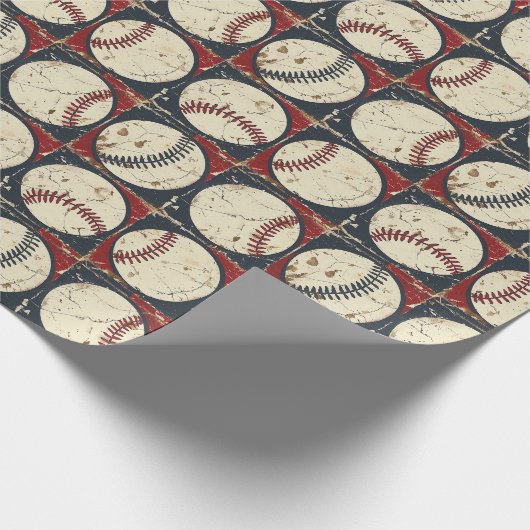 Vintag Baseball Grid Geschenkpapier (Ecke)