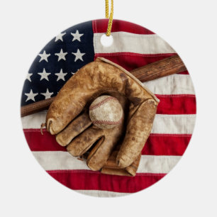 Vintag Baseball Keramik Ornament