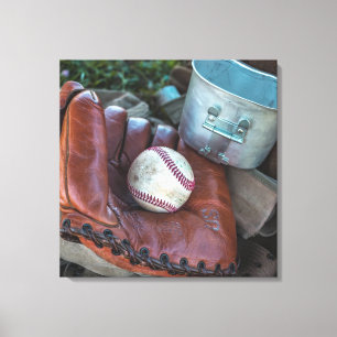 Vintag Baseball Mit und Ball Baseball Glove Amer Leinwanddruck