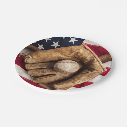 Vintag Baseball Pappteller (Schrägansicht)