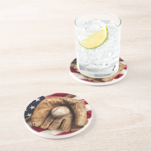 Vintag Baseball Sandstein Untersetzer (Seite)