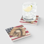 Vintag Baseball Steinuntersetzer (Seitenansicht)