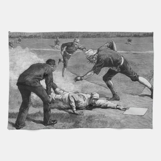 Vintag Baseball von Thure De Thulstrup, 1885 Geschirrtuch (Horizontal)
