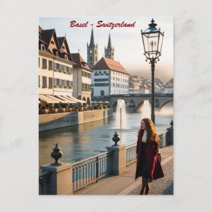 Vintag Basel & Salzburg Postcard - Rhein & Rhein Postkarte