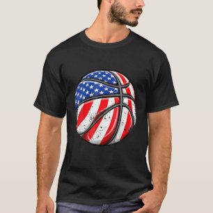 Vintag Basketball USA - Amerikanische Flaggen Stre T-Shirt