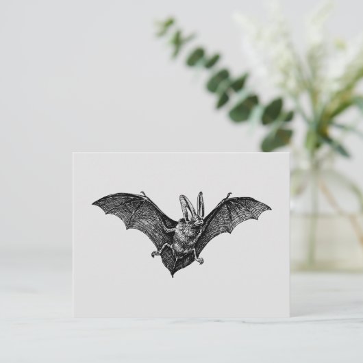 Vintag Bat Gothic Vampire Postkarte (Stehend Vorderseite)