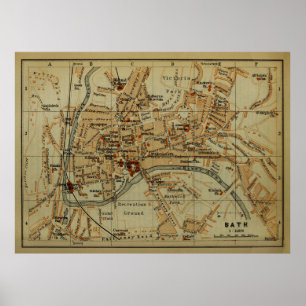 Vintag Bath England Map (1901) Poster