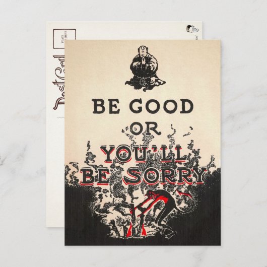 Vintag Be Good Devil Postcard Postkarte (Vorne/Hinten)