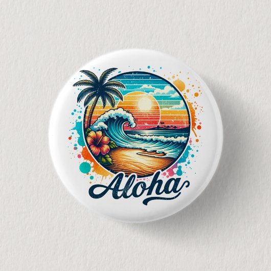 Vintag Beach Aloha Sublimierung-94953 Button (Vorderseite)