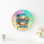 Vintag Beach Aloha Sublimierung-94953 Große Wanduhr (Zuhause)