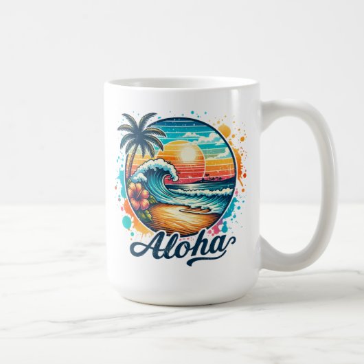 Vintag Beach Aloha Sublimierung-94953 Kaffeetasse (Rechts)