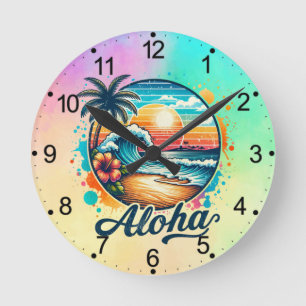 Vintag Beach Aloha Sublimierung-94953 Runde Wanduhr