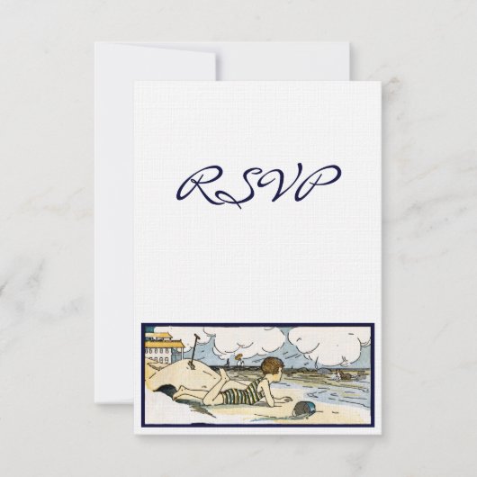 Vintag Beach Art Custom RSVP Cards Einladung (Vorderseite)
