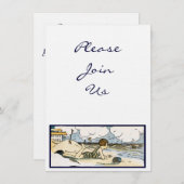 Vintag Beach Art individuelle Einladungen (Vorne/Hinten)