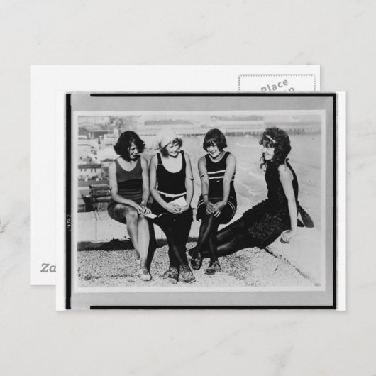 Vintag Beach Beauties Foto Postkarte (Vorne/Hinten)