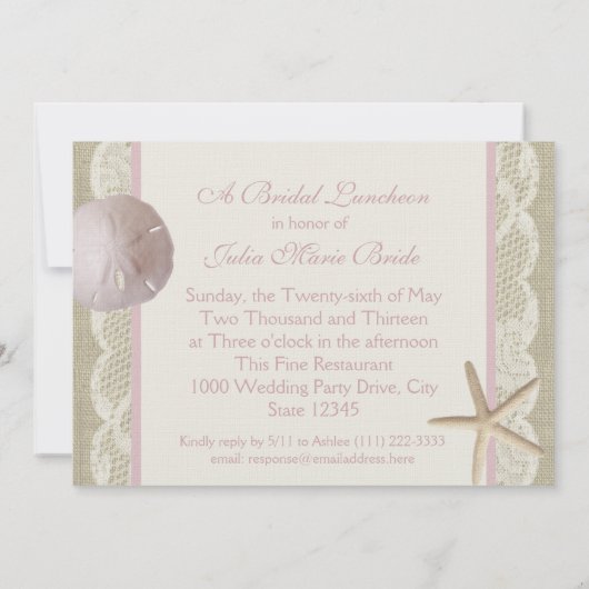 Vintag Beach Bridal Luncheon Einladung (Rückseite)