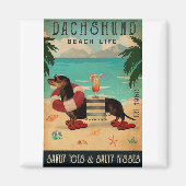 Vintag Beach Cocktail Dackel Magnet (Vorne)