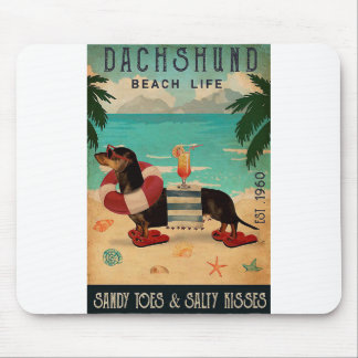 Vintag Beach Cocktail Dackel Mousepad