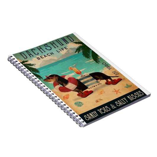 Vintag Beach Cocktail Dackel Notizblock (Rechte Seite)