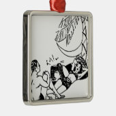 Vintag Beach Couple Silbernes Ornament (Rechts)