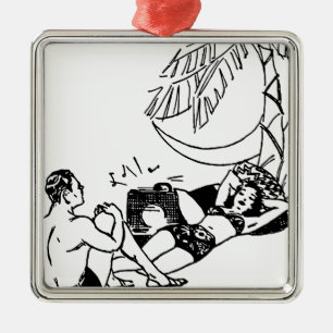 Vintag Beach Couple Silbernes Ornament