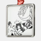 Vintag Beach Couple Silbernes Ornament (Links)