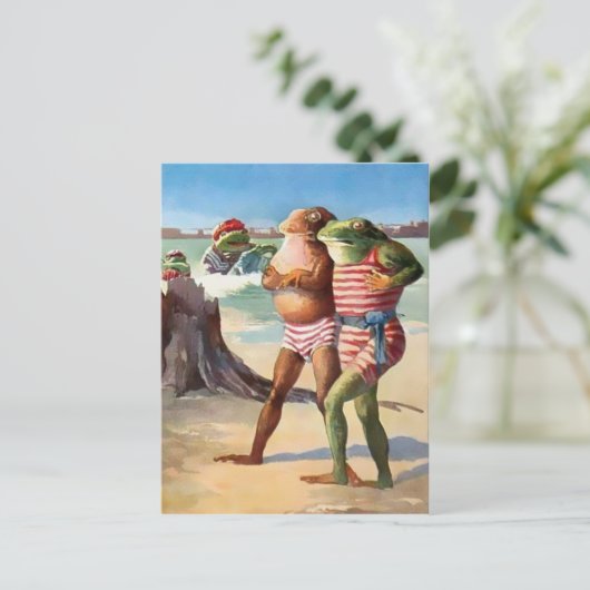 Vintag Beach Frosch Postcard Postkarte (Stehend Vorderseite)
