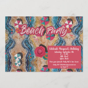 Vintag Beach Geburtstagsparty Einladung