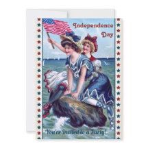 Vintag Beach Girls 4. Juli Party Einladung