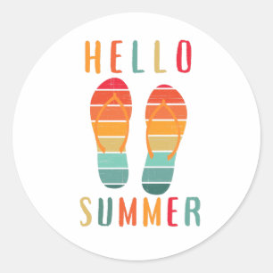 Vintag Beach Hello Summer Sunset-Geschenk Runder Aufkleber