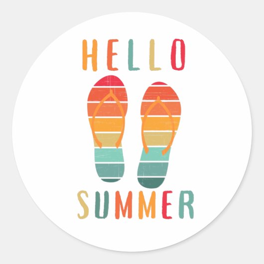 Vintag Beach Hello Summer Sunset-Geschenk Runder Aufkleber (Vorderseite)