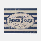 Vintag Beach House Personalisiert Navy Blue Fußmatte (Vorderseite)