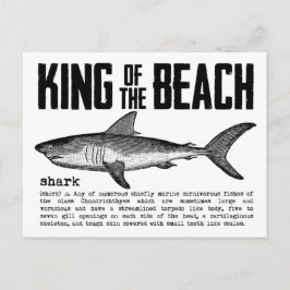 Vintag Beach King Shark - Schwarz in Weiß Postkarte