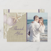 Vintag Beach Lila Flat Card Vielen Dank Dankeskarte (Vorne/Hinten)