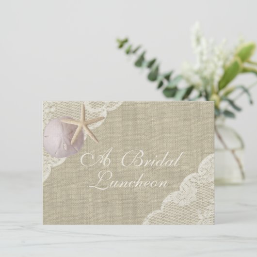 Vintag Beach Luncheon Einladung (Stehend Vorderseite)