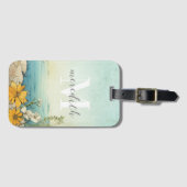 Vintag Beach Monogram Gepäckanhänger (Vorderseite (Horizontal))