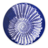 Vintag Beach Nautical Coastal Blue Seashell Conch Keramikknauf (Vorderseite)