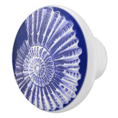 Vintag Beach Nautical Coastal Blue Seashell Conch Keramikknauf (Rechts)