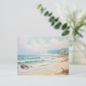 Vintag Beach Postkarte (Stehend Vorderseite)