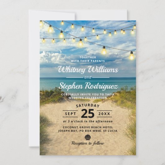 Vintag Beach Sand Dunes Wedding Einladung (Vorderseite)