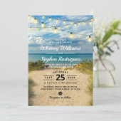 Vintag Beach Sand Dunes Wedding Einladung (Stehend Vorderseite)