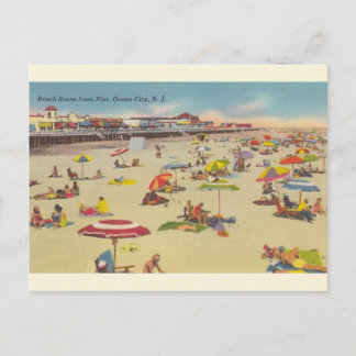 Vintag Beach Scene Ocean City NJ Postcard Postkarte