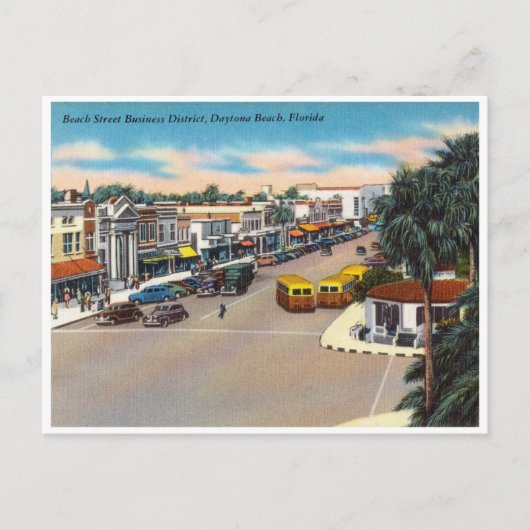 Vintag Beach Street, Daytona Beach Florida Postkarte (Vorderseite)