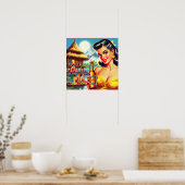 Vintag Beach Summer Girl Poster (Küche)