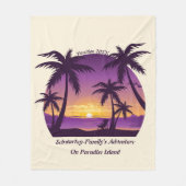 Vintag Beach Sunset Ferien Lounges Pfirsichpfirsic Fleecedecke (Vorderseite)