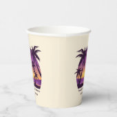 Vintag Beach Sunset Ferien Lounges Pfirsichpfirsic Pappbecher (Rechts)