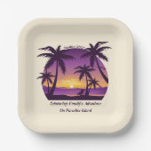 Vintag Beach Sunset Ferien Lounges Pfirsichpfirsic Pappteller (Vorderseite)