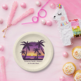 Vintag Beach Sunset Ferien Lounges Pfirsichpfirsic Pappteller